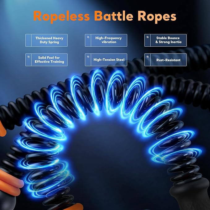 Ropeless Battle Ropes, Adjustable Weighted Cordless Battle Ropes for Home Gym, Portable Workout Equipment Exercise Rope for Strength Training, HIIT & Cardio Fitness