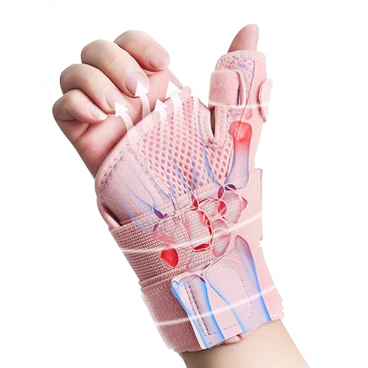 Comfortable Breathable Thumb Brace for Women Typing, Adjustable Thumb Spica Splint Wrist Support for All-Day Daytime Work and Office Use, Lightweight Fit for Left or Right Hand
