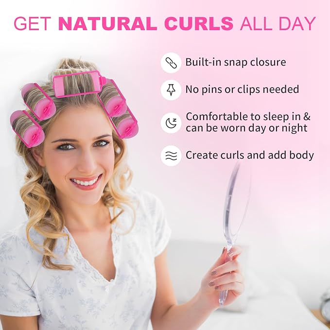 36-Pack Soft Foam Hair Rollers for Overnight Styling - Flexible Sponge Curlers for Frizz-Free, Damage-Free Curls (Pink, 0.98 Inch)