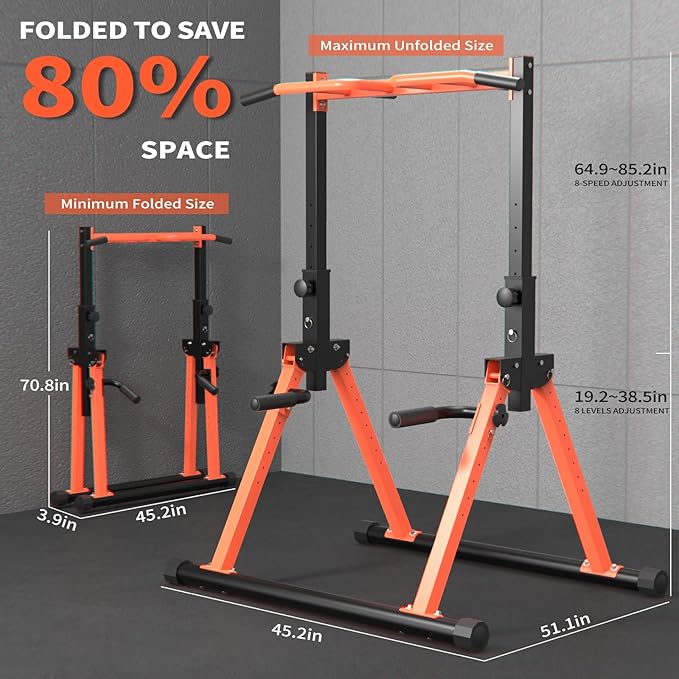 Z ZHICHI Foldable Pull-Up Dip Station Weight Capacity 400LBS