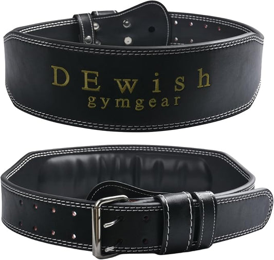 7mm Leather Weightlifting Belt, 4”& 6”Width, Double Prong Power Belt for Gym Bodybuilding, weightlifting, powerlifting, squats and deadlifts