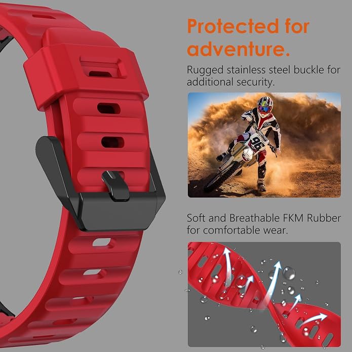 WINGLE FKM Rubber Bands for Apple Watch Band Ultra 3/2/1 Band Ultra 49mm Series 11 10 46mm 45mm 44mm 42mm SE 3/2/1 9 8 7 6 5 4 3 Men, Military Rugged Metal Connector Silicone Apple iWatch Sport Bands