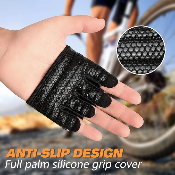 Minimal Workout Gloves for Women Men, Micro Fingerless Gym Gloves Grip Pads | Work Out Gloves for Kettlebells, Weight Lifting, Exercise, Pull Up, ,Cross Training, Silicone Grip Lifting Half Finger Gloves