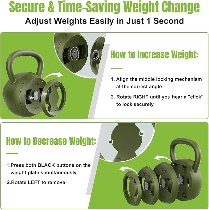 Hezeyferg 2-in-1 Adjustable Kettlebell for Home Gym Strength Training | 15-45 LB Kettlebells Weight Set, 4.8-30 LB Dumbbell Weights, with Wide Grip, for Men/Women Full Body Exercise