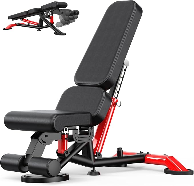 Commercial Adjustable Weight Bench, Heavy Duty 1800LBS | Workout Bench for Home Gym, Flat, Decline, Incline Bench Press, Removable Leg & Elbow Support for Full Body Strength Training