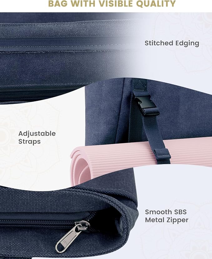 Gonex Yoga Mat Bag For Women Canvas Tote Pilates Gym Bag With Mat Carrier | Front-Opening Quick Access Mat Straps, Durable Cotton Canvas, Machine Washable, Bottle Holder Multi Pockets, Yoga Gym Travel