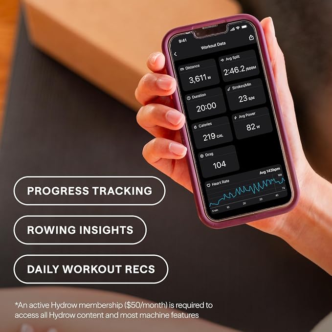 Hydrow Origin Rowing Machine for Home with Immersive 22'' Rotating HD Touchscreen - Live Row Machine Home Workout, Magnetic Drag Technology, 375lb Weight Capacity Rower - 30-Day Trial & Year Warranty