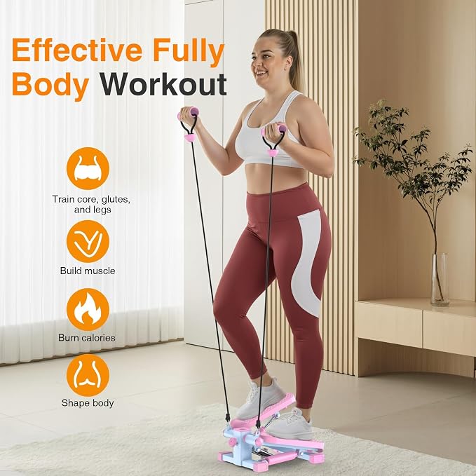 HCOIW Steppers for Exercise at Home - Stair Stepper with Resistance Band, Mini Stepper with 300lb Weight Capacity,
