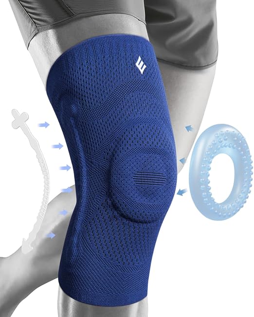 NEENCA Compression Knee Sleeve with Patella Stabilizer - Enhanced Stability, Joint Pain Relief & Improved Performance for Sports, Fitness & Recovery (DarkBlue, Small)