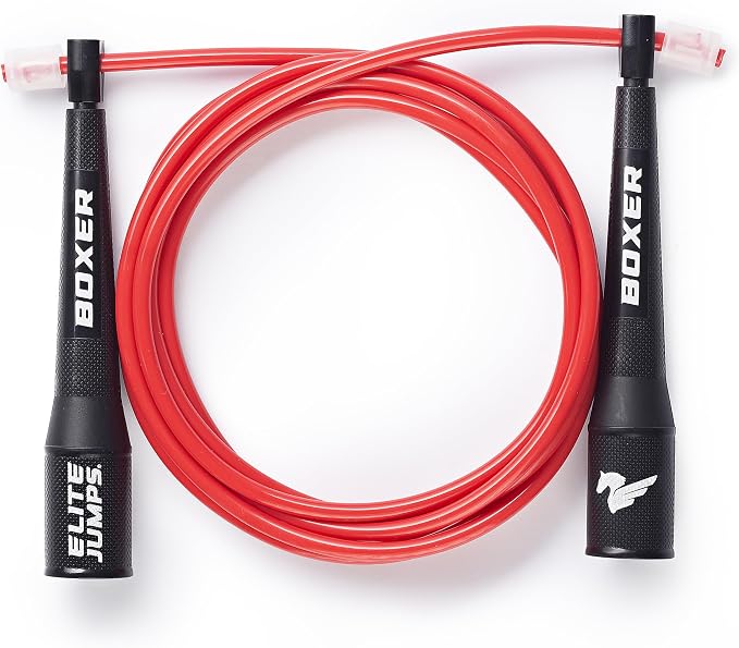 EliteSRS 10 Foot Outdoor Rated 5Mm Pvc, Boxer Jump Rope 3.0 with Smooth Action Polymer Handles and Ergonomic Slip-Resistant Dimpled Grips | Professional boxing rope. Smooth-action handles with slip-resistant grips. Fitness and cardio.