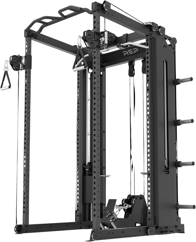 REP Fitness Altitude Power Rack, Modular 6 Post Squat Rack with Cable Pulley and Smith Machine Options, Alloy Steel, 29 Inch Depth