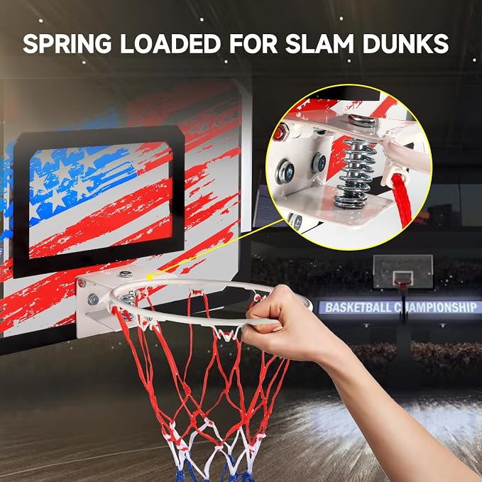 GSE Over-The-Door Basketball Hoop with Basketball & Pump, for Home & Office | Wall-Mounted Basketball Hoop Complete Accessories, Clear Impact-Resistant PC Backboard, PVC Basketball, Several Style Choice