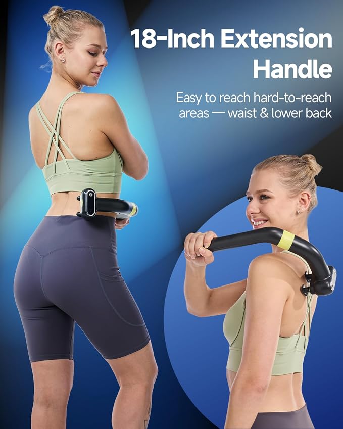 3-in-1 Detachable Massage Gun Deep Tissue with Extension Handle | Back and Neck Massager For Pain Relief,Handheld Massager For Shoulder Arm Leg,Reach You Hard Areas,FSA-HSA Eligible,Best Gift