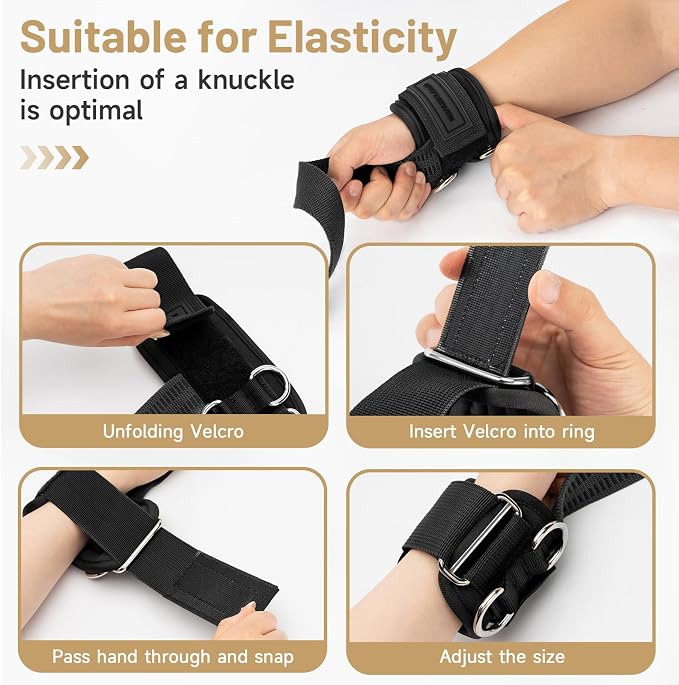 M MANUEKLEAR Wrist Straps for Weightlifting, Gym Lifting Straps with D Rings for Cable Machine,Weight Lifting Wrist Wraps for Men Women