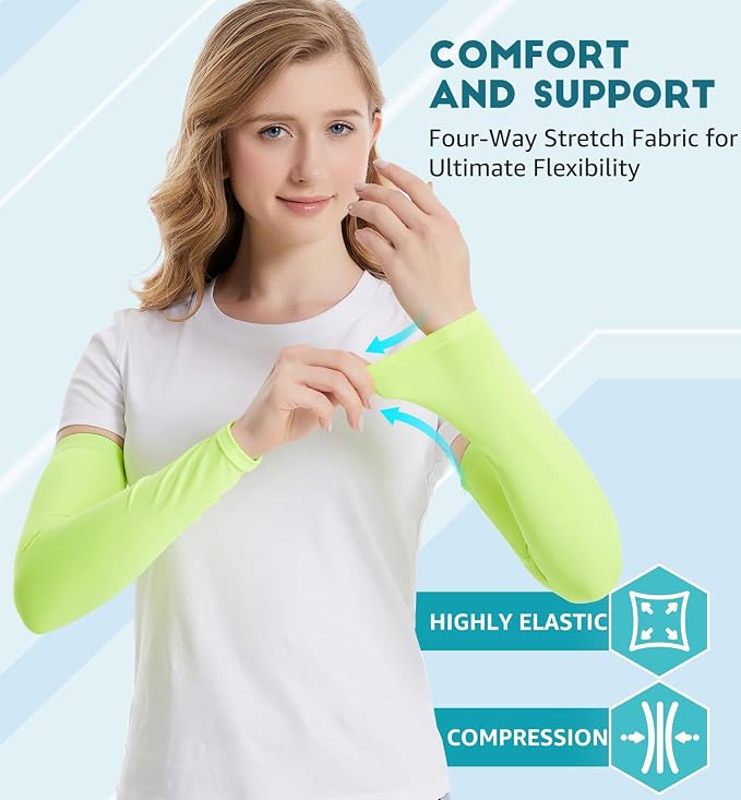 HiRui Arm Compression Sleeves for Men Women Youth, UV Protection 20-30mmHG Support Tattoo Cover, Breathable Moisture-Wicking