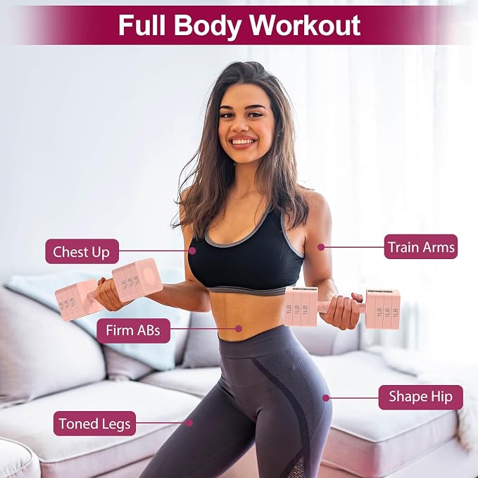 Hezeyferg Adjustable Dumbbells Set for Women/Men Home Gym | 18LBS 22LBS Adjustable Weight Dumbbells, Hand Weights Sets with Mutilple Levels, Full Body Workout
