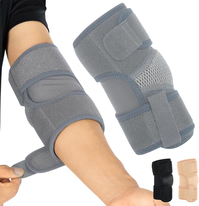 Vive Elbow Brace - Tennis Compression Sleeve - Wrap for Golfers, Bursitis | Left or Right Arm - Tendonitis Support Strap for Golf, Men and Women - Epicondylitis and Sports Recovery (Gray, Standard)