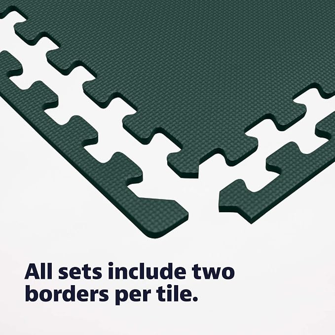 We Sell Mats 1/2 Inch Thickness Multipurpose EVA Foam Floor Tiles, Interlocking Floor Mat for Indoor Gym and Home Use, 24 in x 24 in, Hunter Green, 24 Square Feet (6 Tiles)