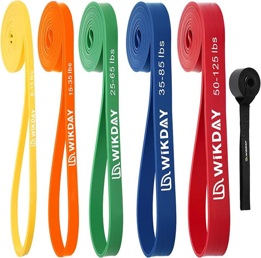 WIKDAY Resistance Bands, Pull Up Bands, Workout Bands for Exercise, Thick Heavy Resistance Band Set with Door Anchor, Elastic Bands for Body Stretching, Training at Home/Gym for Men & Women