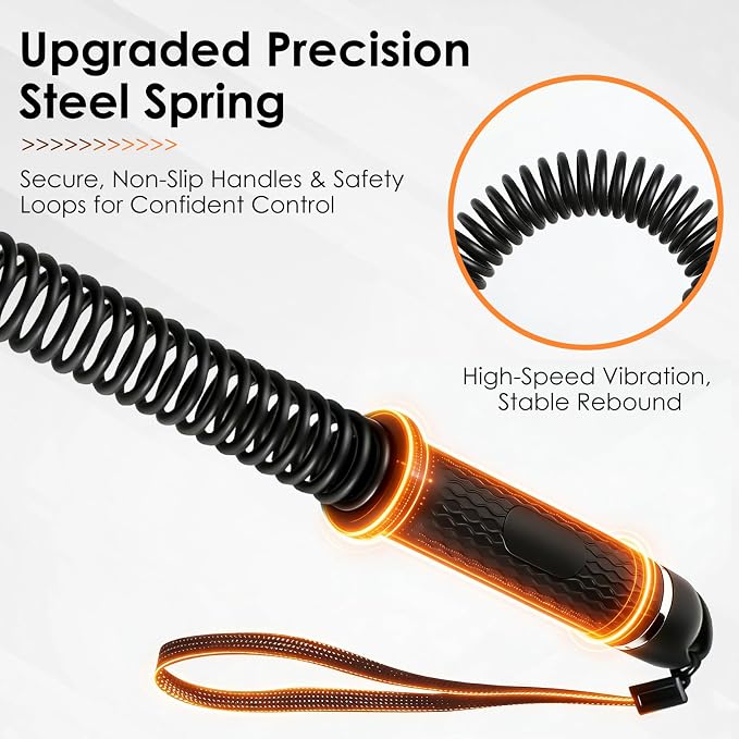Weighted Ropeless Battle Ropes, Heavy Duty Portable and Adjustable Cordless Ropeless Battle Rope with Storage Bag for Home Gym, Low-Impact Workout, Fitness Equipment for Women & Men (Black and Orange)