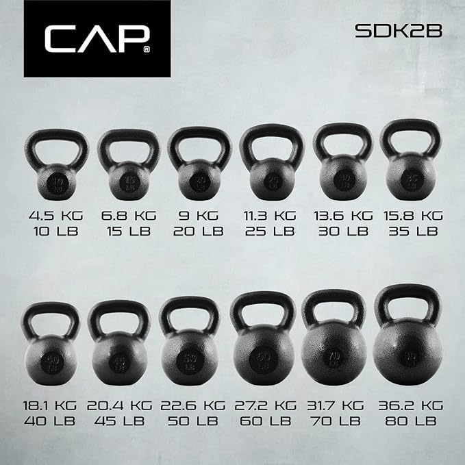 WF Athletic Supply Hammerstone Painted Cast Iron Kettlebells, Home & Gym Equipment, Great for Strength Training, Full Body Workout & Crossfit Training, Color & Size Options Available in 10-80 Pounds
