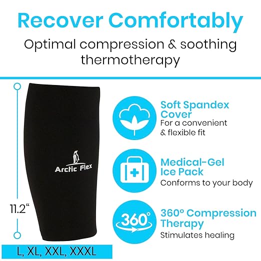 Arctic Flex Ice Sleeve for Knee, Elbow, Arm - Hot & Cold Freeze Pack Wrap | For Tennis Pain Relief, Tendonitis - Gel Compression Brace for Injuries - Therapy Compress - Reusable, 360 Coverage