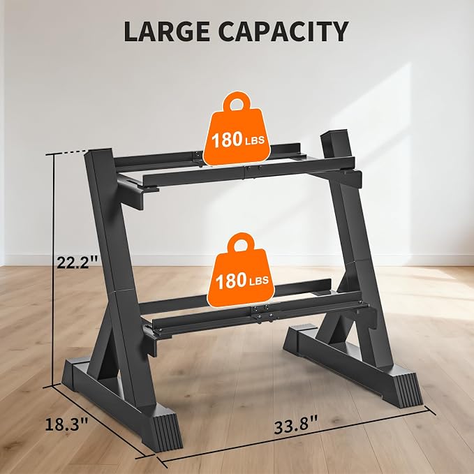 TomCare 6-Tier|5-Tier|4-Tier|2-Tier Dumbbell Rack Stand Only for Home Gym | Stable A-Frame, Fits 5–35 lb Dumbbells, Protective Padded Cradles, Adjustable Feet, Easy-Carry Handle (Stand Only)