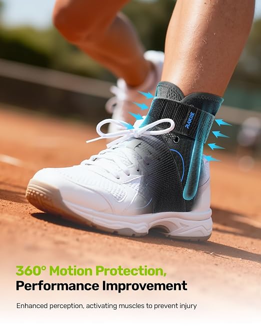 Rakiie Quick Lace Up Ankle Brace with 2 Metal Support Stays, Breathable Stabilizer for Sprained Ankle, Slim Fit Ankle Support for Men & Women, Sports, Running, Basketball (Black, S)