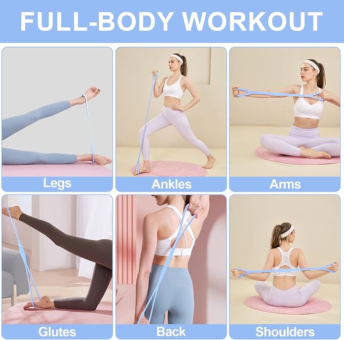Figure 8 Resistance Band: Resistance Bands with Handles for Working Out - 8 Shaped Resistance Bands for Women - Exercise Bands for Arms - Fullbody Yoga Pulling Rope