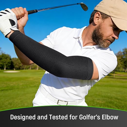 Elbow Compression Sleeve, Snug Fit, Full Arm Coverage, Small | Soft Breathable Tennis & Golfers Elbow Brace for All Day Comfort, Full Arm Coverage for Complete Support