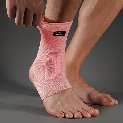 SPOTBRACE Ankle Brace Compression Sleeve, Ankle Support For Women Men 2Pack | Elastic, Open Heel, Pink, Breathable, Thin, Soft, Foot Compression Sock Wrap for Swelling, Plantar Fasciitis, Sprain, Size XL