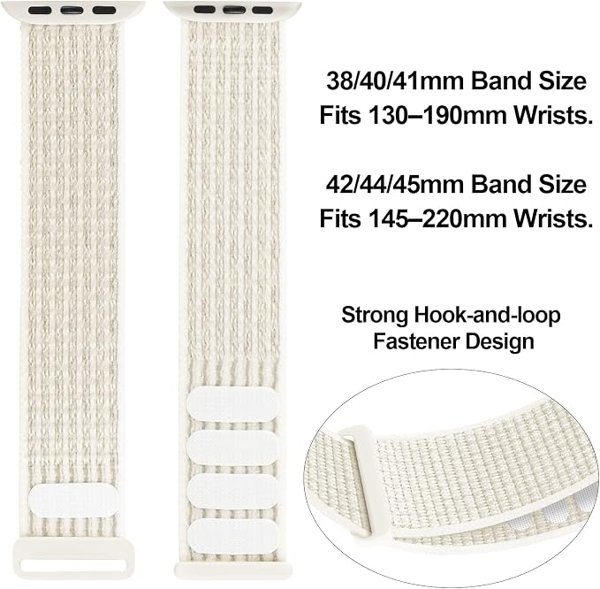 Sport Loop Band Nylon Women Men Stretchy Elastic Braided Wristband | Nylon Sport Loop Wristband Compatible with Apple Watch Ultra 2 38/40/41/42/44/45/46/49mm For iWatch Series 1-11 SE