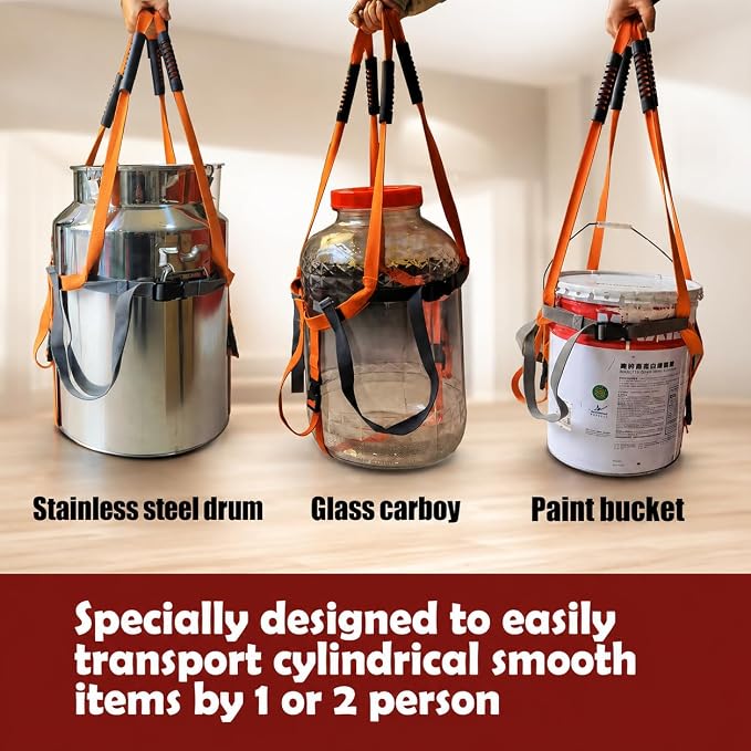 Garden Flower Pots Pot Moving Strap,with Handle,Landscaping Lifting Straps, Move Heavy Flower Pots, Planters, Trees, Rocks,Pot Tool,Up to 200 lbs,Gray Orange,Middle and Small