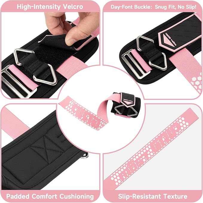 Drip Glue Non-Slip Wrist Straps for Weightlifting, 2-in-1 Lifting Straps with D Rings for Cable Machine Workout, 10mm Neoprene Padded Wrist Wraps for Weight Lifting Deadlift