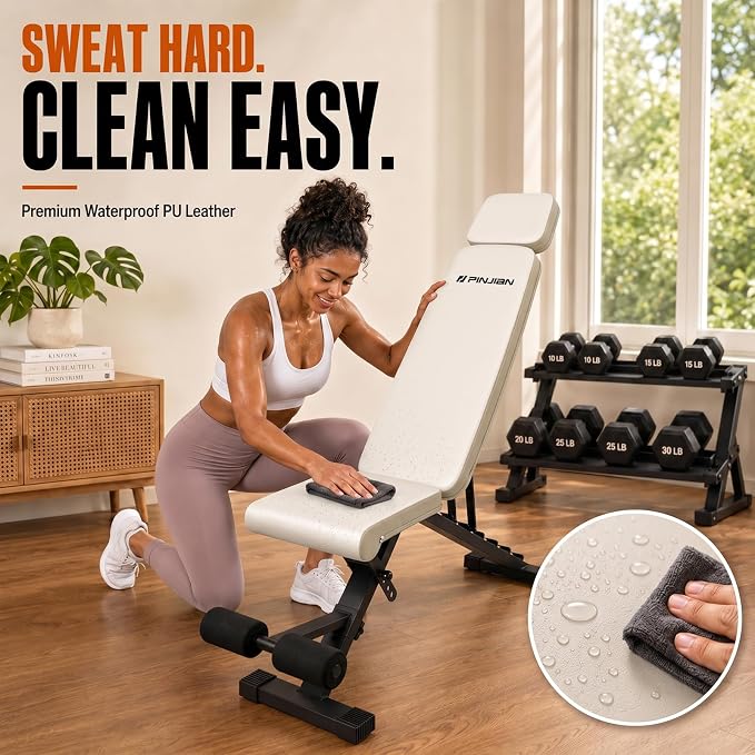 Adjustable Weight Bench, Foldable Workout Bench for Home Gym | Fast Folding & 7-Position Incline/Decline, Heavy Duty Dumbbell Bench for Home Gym / Garage Gym, Strength Training Equipment