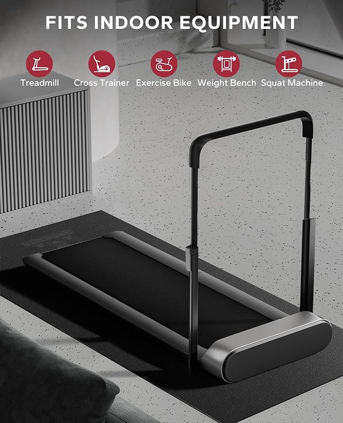 HAPBEAR Treadmill Mat, 55"x24"/68"x24"/79"x35.5" Non-Slip Foldable Exercise Equipment Mat for Walking Pad, Weight Bench, Noise Reducing Shock Absorbing Floor Protector for Home Gym, Carpet & Hardwood Floors