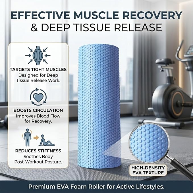 EVA Soft Dot Foam Roller for Exercise, Soft Density Foam Roller for Beginners, Textured Deep Tissue Massager for Yoga, Pilates, Back Muscle Massage & Balance Training，1Pc-M-Black