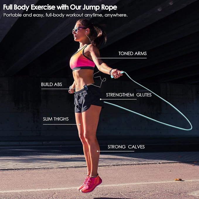 2 Pack Jump Rope for Fitness, Speed Rope Skipping Rope for Men and Women, Jumping Rope for Workout, Tangle-Free PVC Long Jump Rope Set, Adjustable Exercise Jumping Rope Boxing for Adult