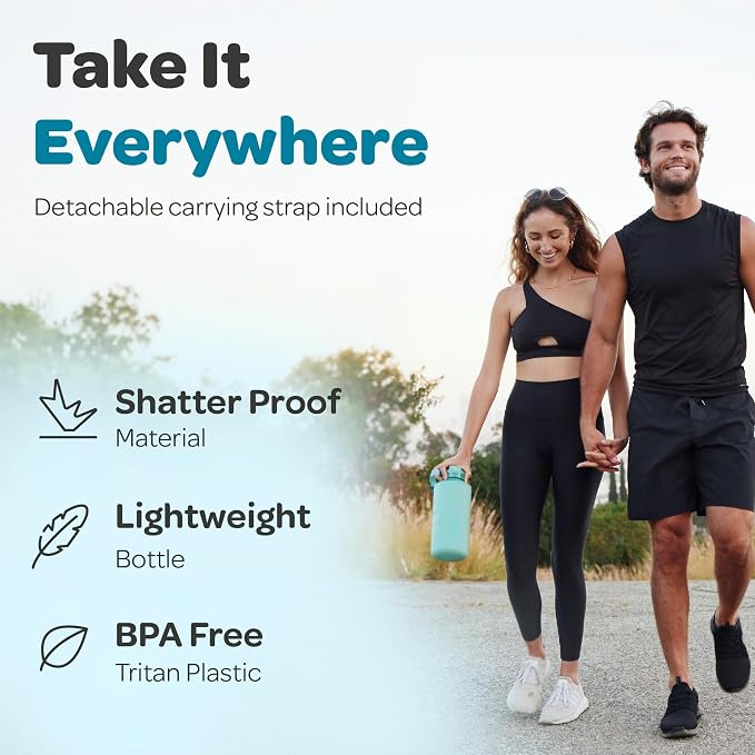 Hydracy 2L Large Water Bottle, 100% BPA Free Tritan Plastic, Leakproof, Zero Condensation, Motivational Timeline, Safe, Non-Toxic, Durable, Smart Design | BPA-Free Tritan, Leakproof Flip-Top Lid,No-Sweat Sleeve,Carry Strap,Daily Intake Tracking for Gym...