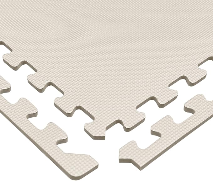 We Sell Mats 1/2" Thick Multipurpose EVA Foam Exercise Floor Mat, Interlocking Tiles, Anti-Fatigue for Home or Gym, 24 in x 24 in, 12 Tiles, Sand