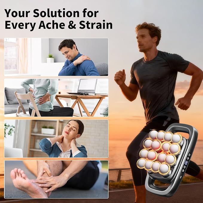 16 Head Massage Gun, 2026 Upgrade Deep Tissue Massager with 48KG Force, 3 Modes & 30 Intensities, Portable and Quiet Percussion Gun for Neck, Back, Legs, Waist, Buttocks Muscle Pain Relief