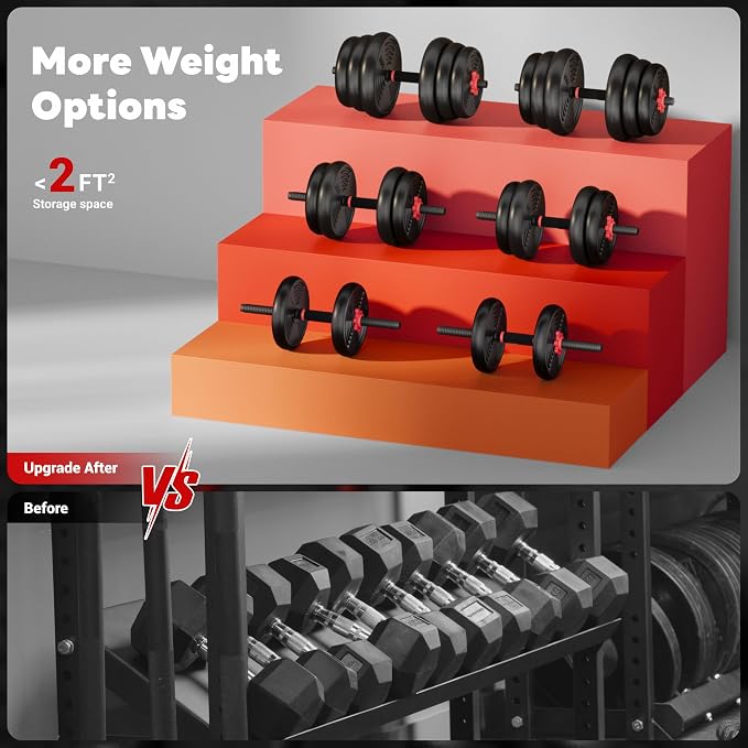 Adjustable Dumbbells, GOIMU 32/54/76/94LBS Free Weight Set, 4 in 1 Dumbbell Set Used as Barbell, Kettlebell, Push Up Stand, Fitness Exercise for Home Gym Suitable Men/Women