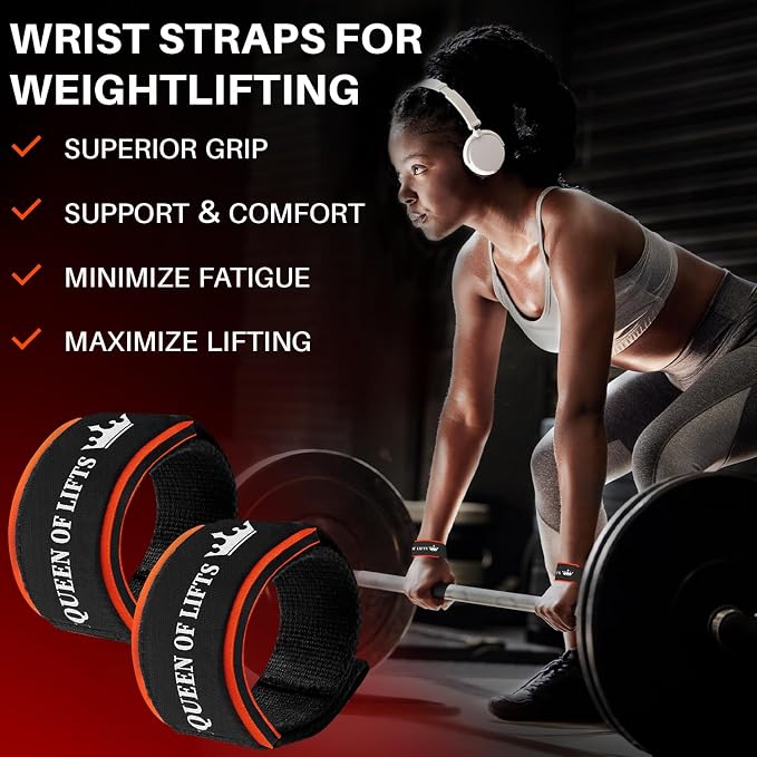TECEUM Neoprene Padded Cotton Lifting Straps for Weightlifting, 1 Pair