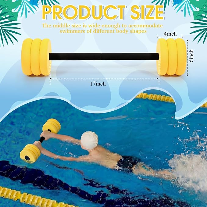Soulchen Long Aquatic Exercise Dumbbells Pool Exercise Foam Water Weights Dumbbell Aquatic Pool Barbells with High Density EVA Foam for Swim Water Aerobics Workouts Loss