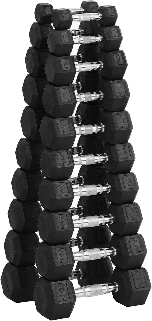 Hulkfit 60-550 lb Dumbbell Set, Rubber Coated Hex Dumbbells, Weights Dumbbells Set for Home Gym Training, Hand Weights for Women & Men