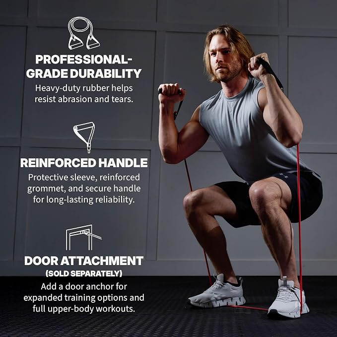 SPRI Xertube Resistance Bands with Handles – All Exercise Cords Sold Separately with Home Gym Workout Fitness Door Anchor Attachment Option