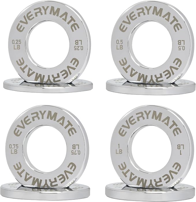 EVERYMATE Fractional Micro Weight Plates Set of 8 Weight Plate Pair of 0.25LB 0.5LB 0.75LB 1 LB for Olympic Barbells for Strength Training Micro Plates Weight Plate