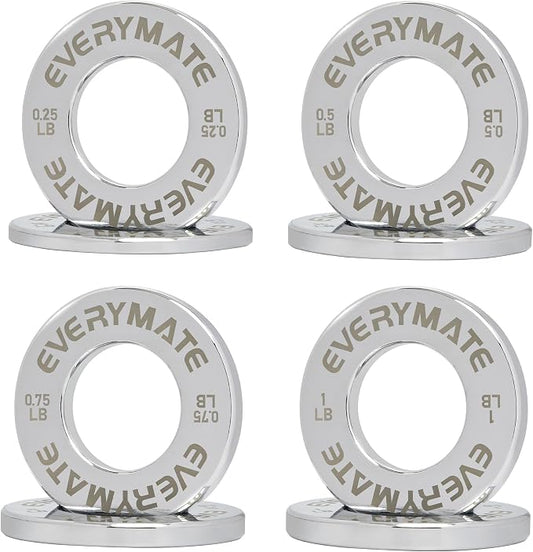 EVERYMATE Fractional Micro Weight Plates Set of 8 Weight Plate Pair of 0.25LB 0.5LB 0.75LB 1 LB for Olympic Barbells for Strength Training Micro Plates Weight Plate