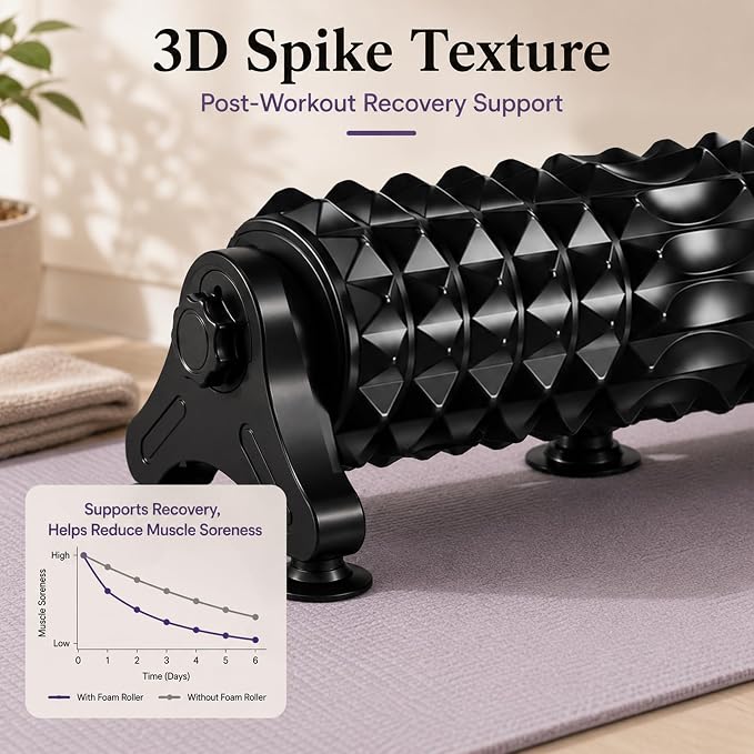 Foam Roller with Stand, 20 Inch Detachable EVA Massage Roller | adjustable stand, textured EVA surface, suction cup stand, 440 lb support, for back leg shoulder stretching