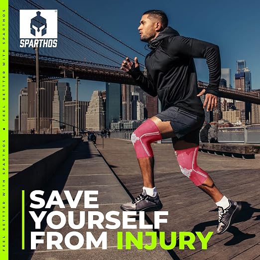 Sparthos Knee Brace for Men, Knee Compression Sleeve for Women - Pink-L